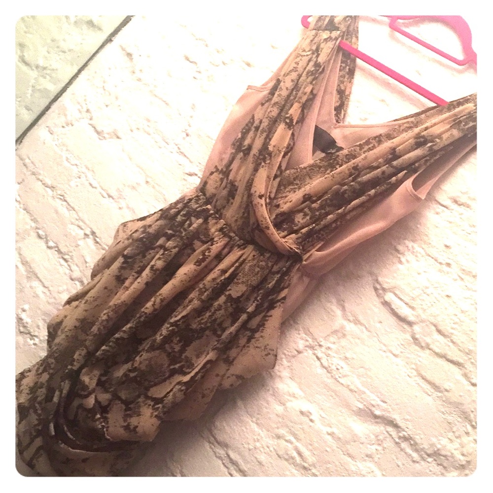 Draped Snake Print Nude Goddess Dress. Sexy Fitted